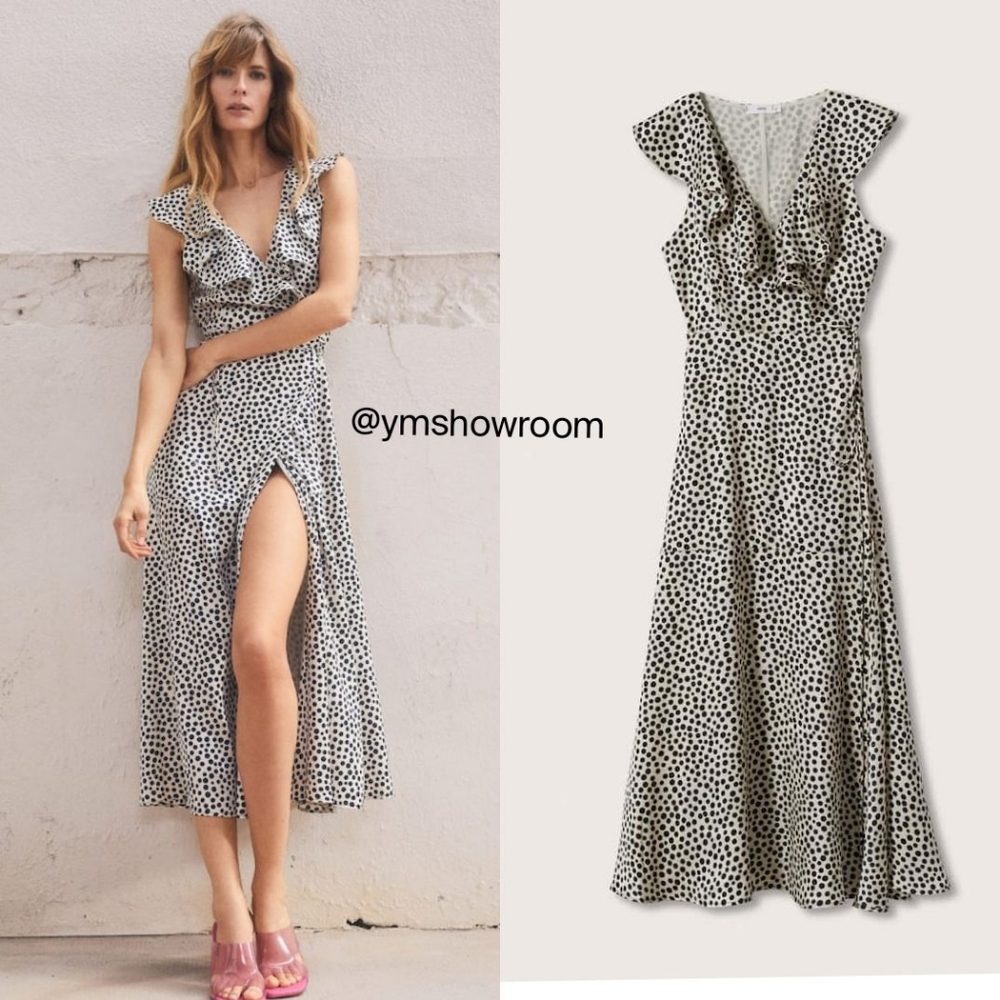 MANGO Spotted wrap dress
